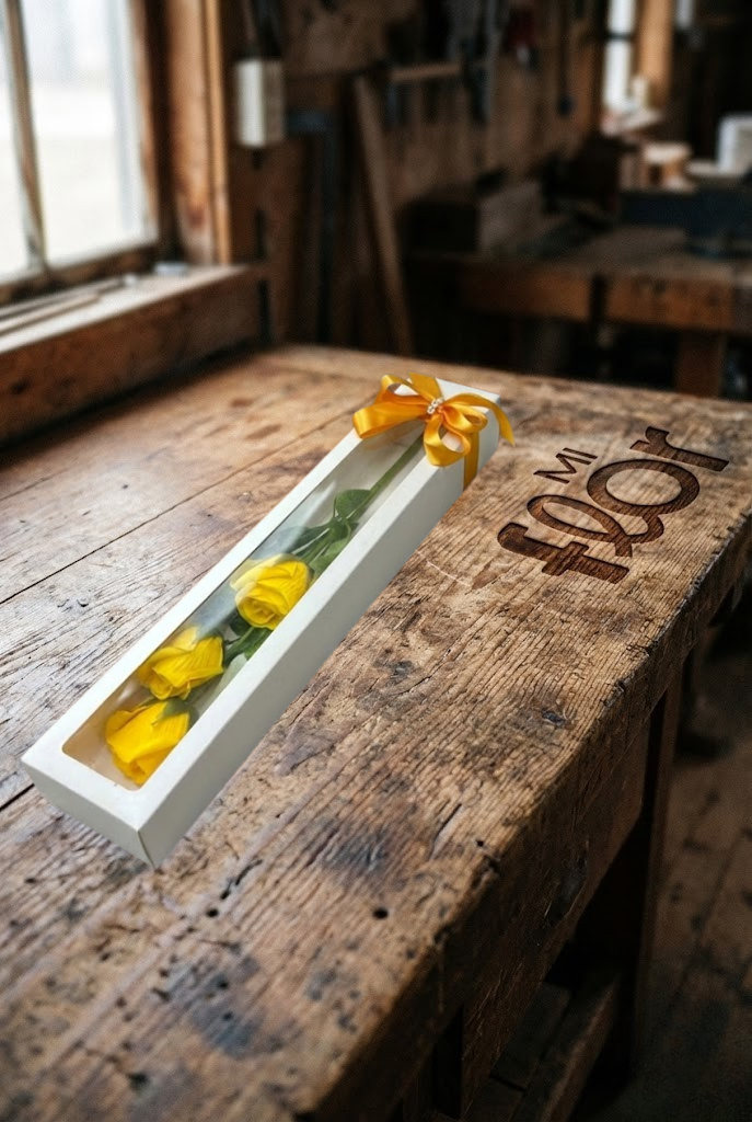 Rosa Amarilla Unitaria en Caja Premium