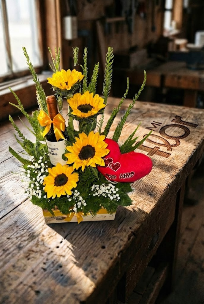 Caja Girasoles, Vino y Amor