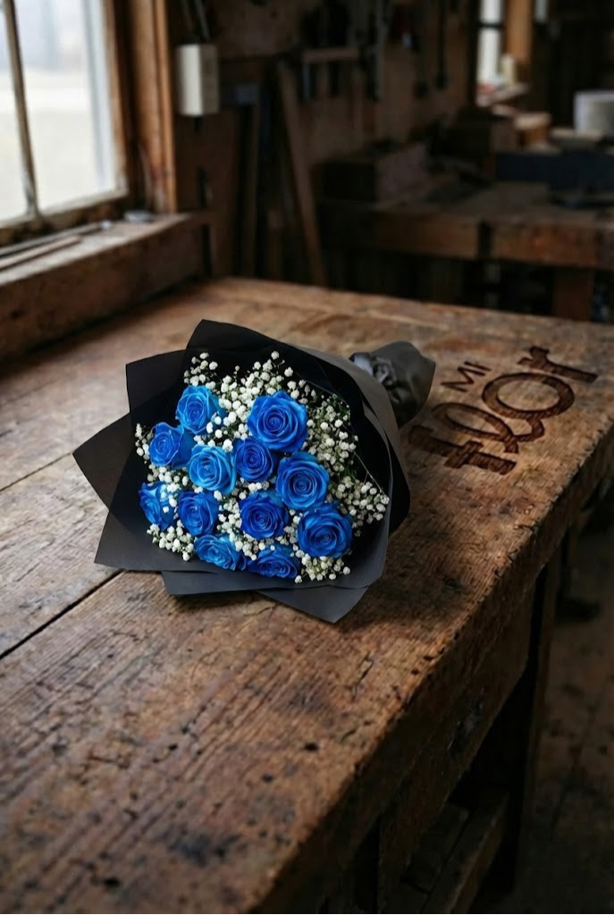 Ramo de 12 Rosas Azules Intensas
