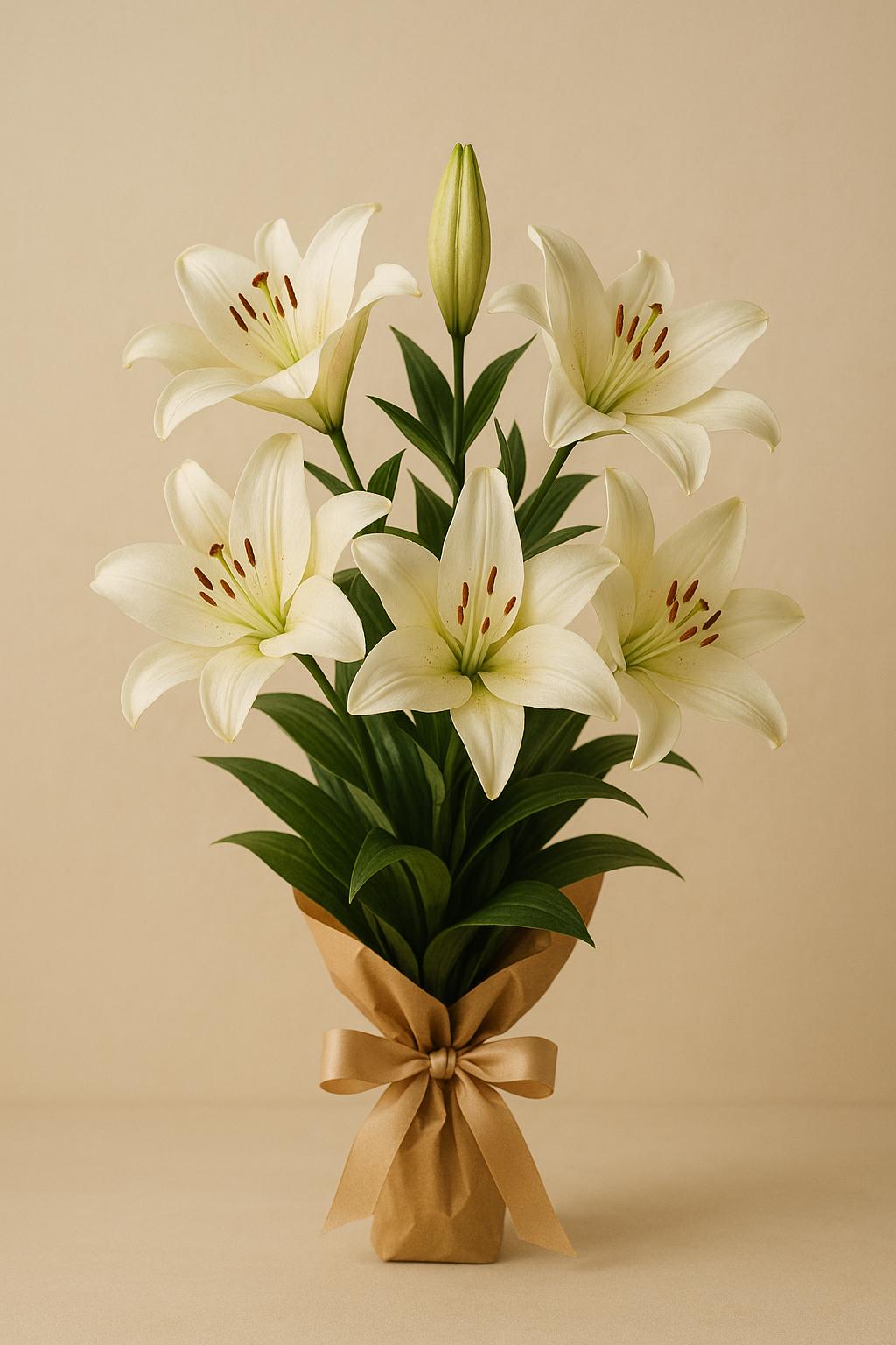 Ramo de 5 lilium naturales de gran tamaño con diseño elegante – Mi Flor
