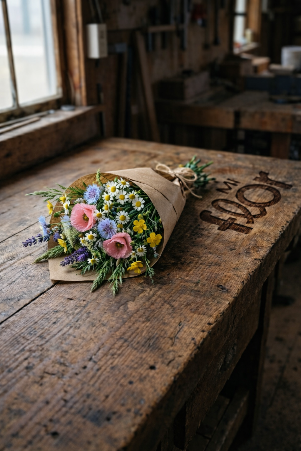 Ramo de flores silvestres con follaje verde y flores de temporada en estilo natural – Mi Flor