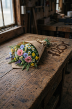 Ramo de flores silvestres con follaje verde y flores de temporada en estilo natural – Mi Flor